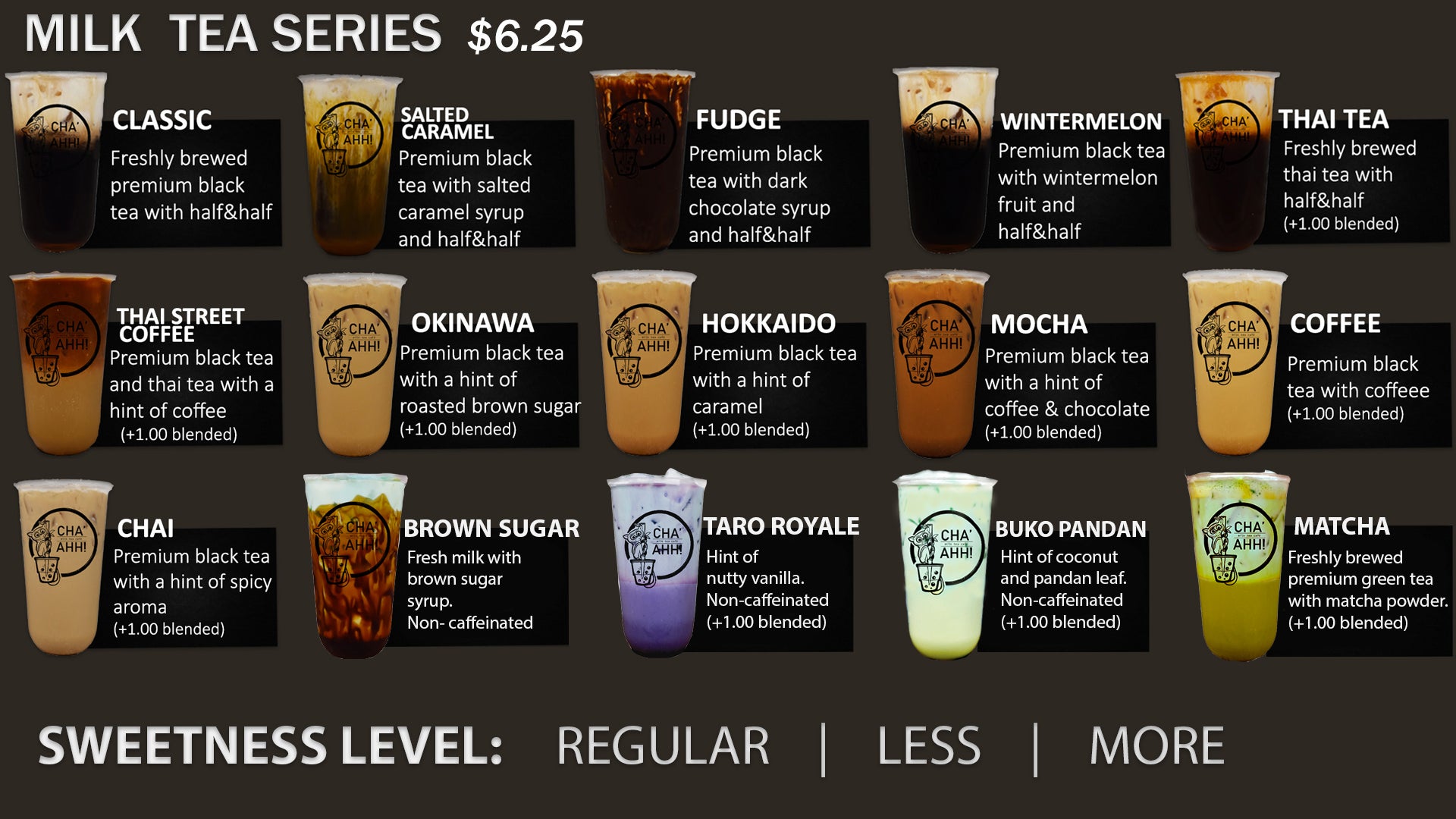 MENU CHA AHH Milk Tea Caf